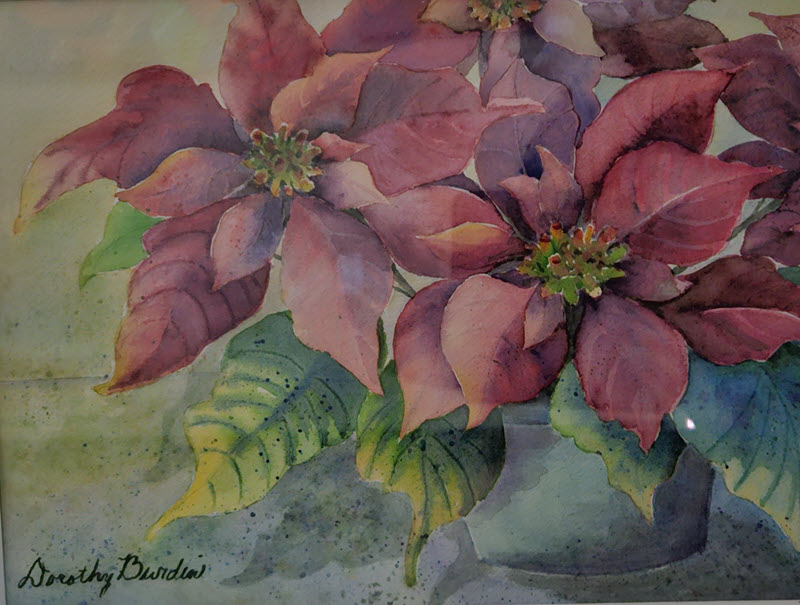 Poinsettia, a watercolor painting by Dorothy Burdin