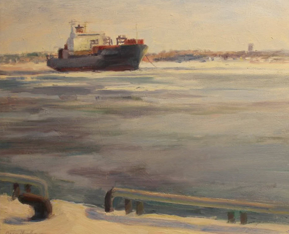 Riverside, an oil painting by David Mueller