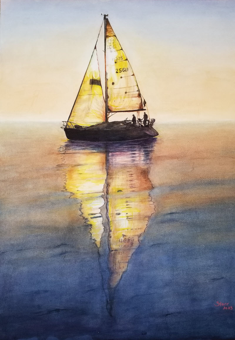 Becalmed, a watercolor painting by Starr Winmill Shebesta
